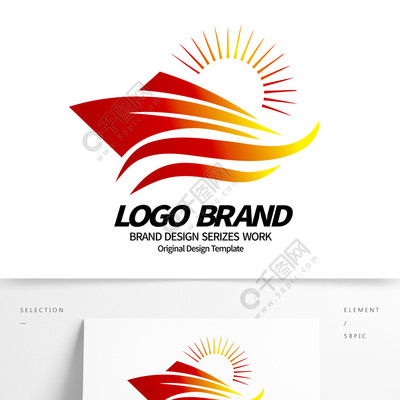 创意红黄动感线条海洋轮船LOGO标志 设计解析与免费资源获取